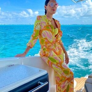 2 Piece Zara Retro Patterned Pajama Style Pants and Matching Top 🍡